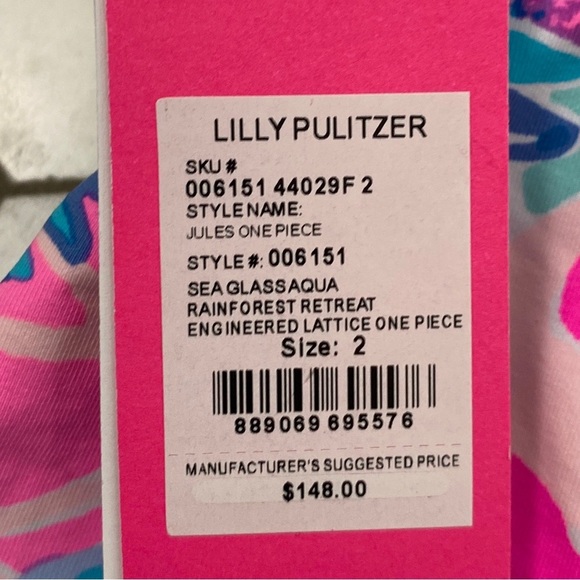 Lilly Pulitzer Jules One-Piece Swimsuit Seaglass Aqua Rainforest Size 2 NWT - Picture 8 of 10
